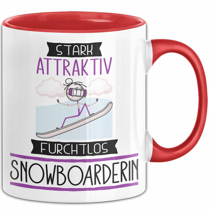 Snowboarderin Tasse Geschenk Becher Stark Attraktiv Furchtlos Snowboarderin Lustige Geschenkidee Rot Trendation