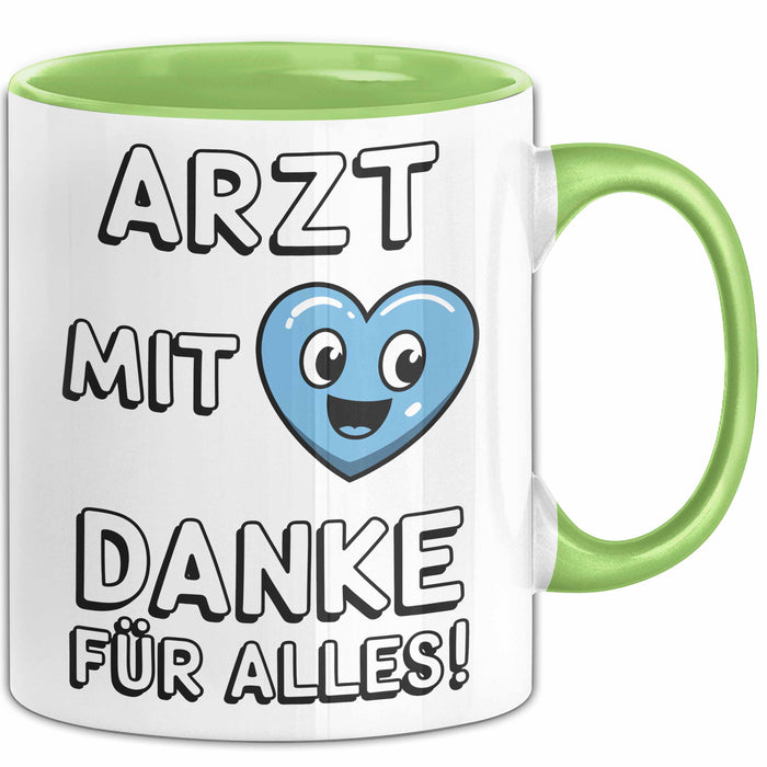 Arzt Tasse Geschenk Lustige Geschenkidee Spruch Arzt Mit Danke Für Alles Grün Trendation