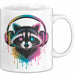 Waschbär Tierliebhaber Musik Kopfhörer Tasse Geschenk Lustige Geschenkidee Spruch Weiß Trendation