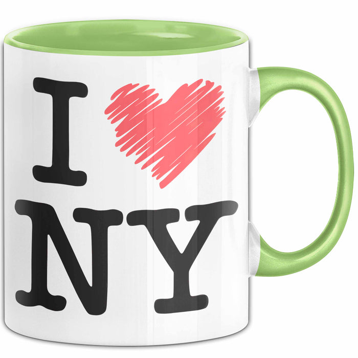New York City USA Tasse Geschenk Lustige Geschenkidee Spruch Ich Liebe New York Grün Trendation