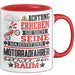 Motorradfahrer Geschenk Tasse Lustiger Spruch Erheben Sie Sich Der Motorradfahrer Betritt den Raum Rot Trendation