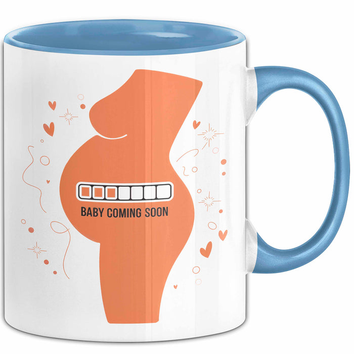 Werdende Mama Tasse Geschenk Lustige Geschenkidee Spruch Für Bald Mütter Blau Trendation