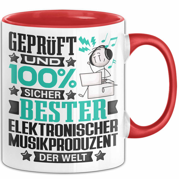 ElektronischerMusikproduzent Geschenk Lustiger Spruch für ElektronischerMusikproduzent Geschenkidee Bester ElektronischerMusikproduzent Der Welt Rot Trendation