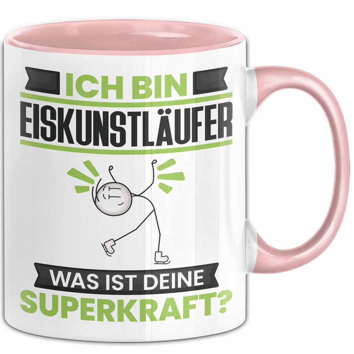 Eiskunstläufer Tasse Geschenk für Eiskunstläufer Geburtstag Lustiger Spruch Kaffee-Becher Was Ist Deine Superkraft Rosa Trendation