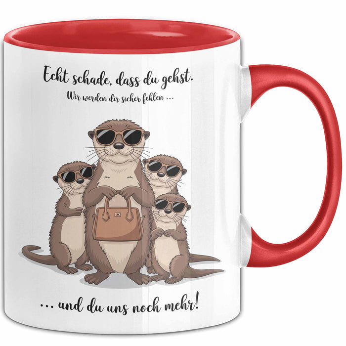Büroarbeit Kollege Abschied Tasse Geschenk Lustige Geschenkidee Spruch Echt Schade Dass Du Gehst Rot Trendation