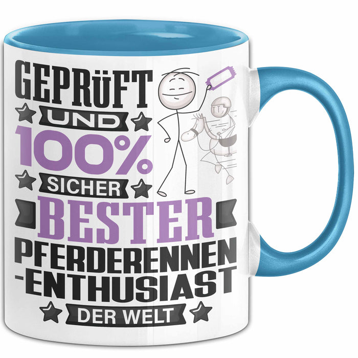 Pferderennen-Enthusiast Geschenk Lustiger Spruch für Pferderennen-Enthusiast Geschenkidee Bester Pferderennen-Enthusiast Der Welt Blau Trendation