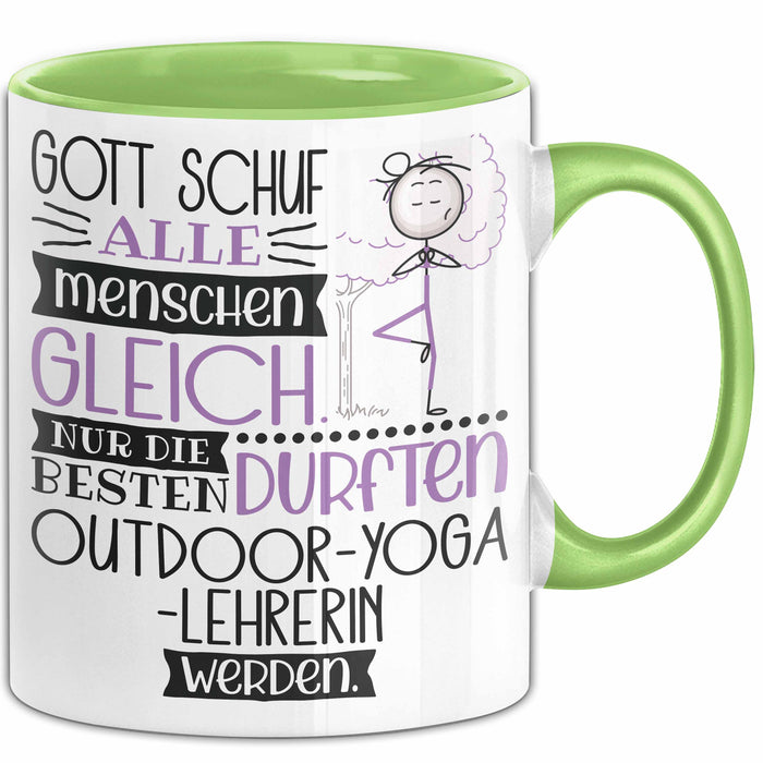 Outdoor-Yoga-Lehrerin Geschenk Becher Tasse Gott Schuf Alle Menschen Gleich Nur Die Besten Durfeten Outdoor-Yoga-Lehrerin Werden Geschenkidee Lustig Grün Trendation
