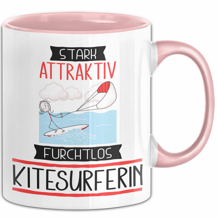 Kitesurferin Tasse Geschenk Becher Stark Attraktiv Furchtlos Kitesurferin Lustige Geschenkidee Rosa Trendation