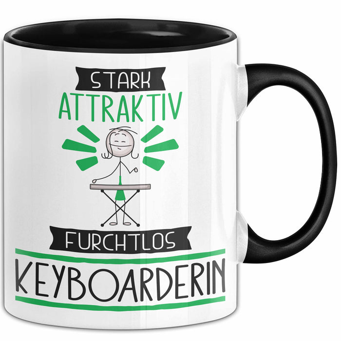 Keyboarderin Tasse Geschenk Becher Stark Attraktiv Furchtlos Keyboarderin Lustige Geschenkidee Schwarz Trendation