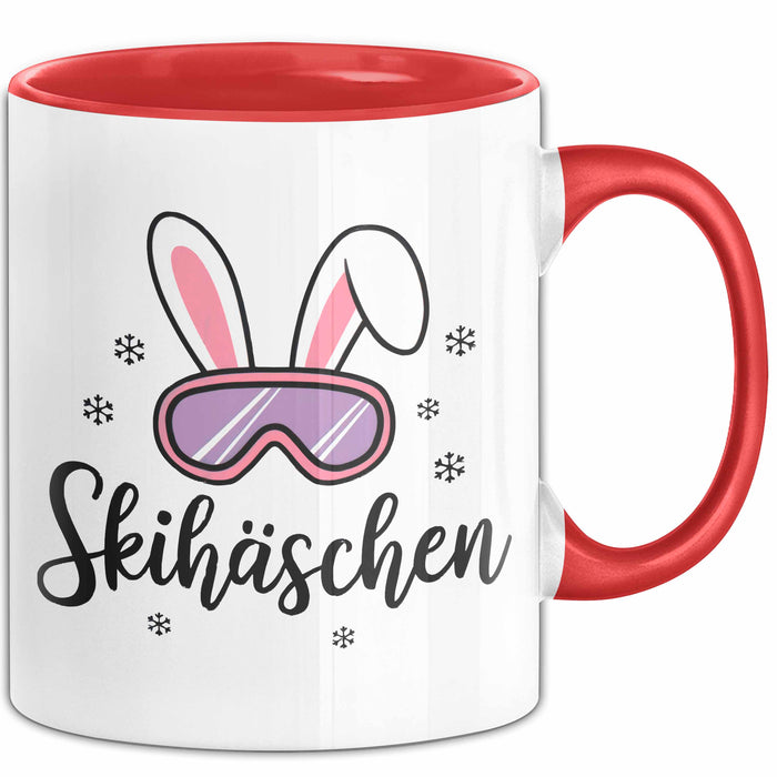 Skifahren Skifahrer Tasse Geschenk Skihäschen Geschenkidee Geschenkidee Lustig Rot Trendation