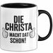 Christa Tasse Geschenk Die Christa Macht Dat Schon Geschenkidee Becher mit Name Schwarz Trendation