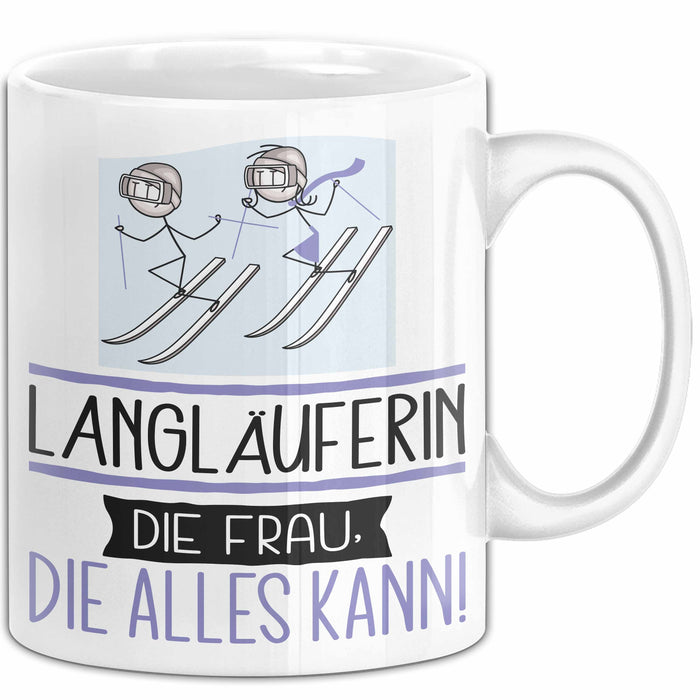 Langläuferin Geschenk Tasse Becher Die Frau Die Allen Kann Geschenkidee für eine Langläuferin Lustig Weiß Trendation