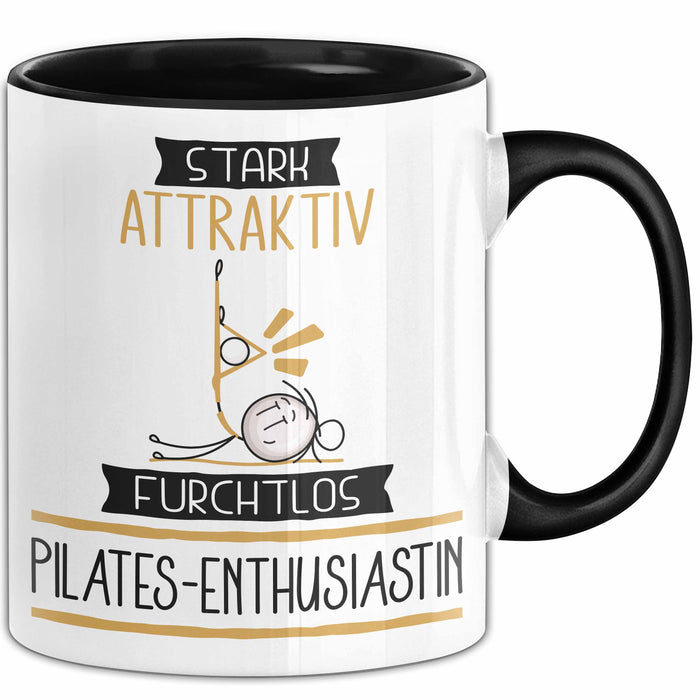 Pilates-Enthusiastin Tasse Geschenk Becher Stark Attraktiv Furchtlos Pilates-Enthusiastin Lustige Geschenkidee Trendation