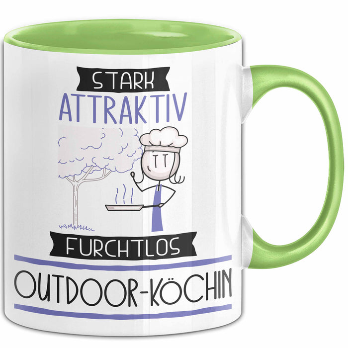 Outdoor-Köchin Tasse Geschenk Becher Stark Attraktiv Furchtlos Outdoor-Köchin Lustige Geschenkidee Grün Trendation