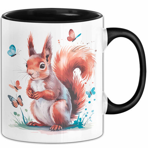 Eichhörnchen Tierliebhaber Tasse Geschenk Lustige Geschenkidee Spruch Schwarz Trendation