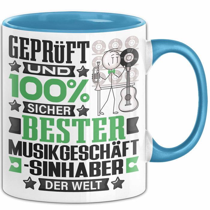 Musikgeschäftsinhaber Geschenk Lustiger Spruch für Musikgeschäftsinhaber Geschenkidee Bester Musikgeschäftsinhaber Der Welt Blau Trendation