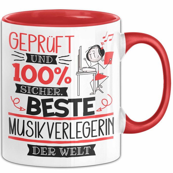 Beste Musikverlegerin Der Welt Tasse Geschenk für Eine Musikverlegerin Geprüft Und Sicher Geschenkidee Geburtstag Weihnachten Rot Trendation