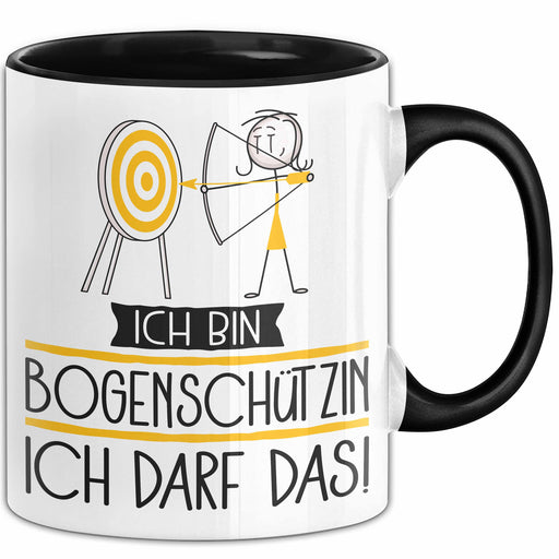 Geschenk für Bogenschützin Tasse Lustige Geschenkidee Geburtstag Ich Bin Bogenschützin Ich Darf Das Schwarz Trendation