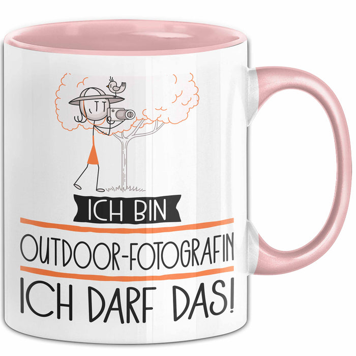 Geschenk für Outdoor-Fotografin Tasse Lustige Geschenkidee Geburtstag Ich Bin Outdoor-Fotografin Ich Darf Das Rosa Trendation