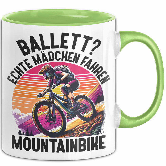 Mountainbikerin Tasse Geschenk Frauen Ballett Echte Mädchen Fahren Mountainbike Mtb Grün Trendation