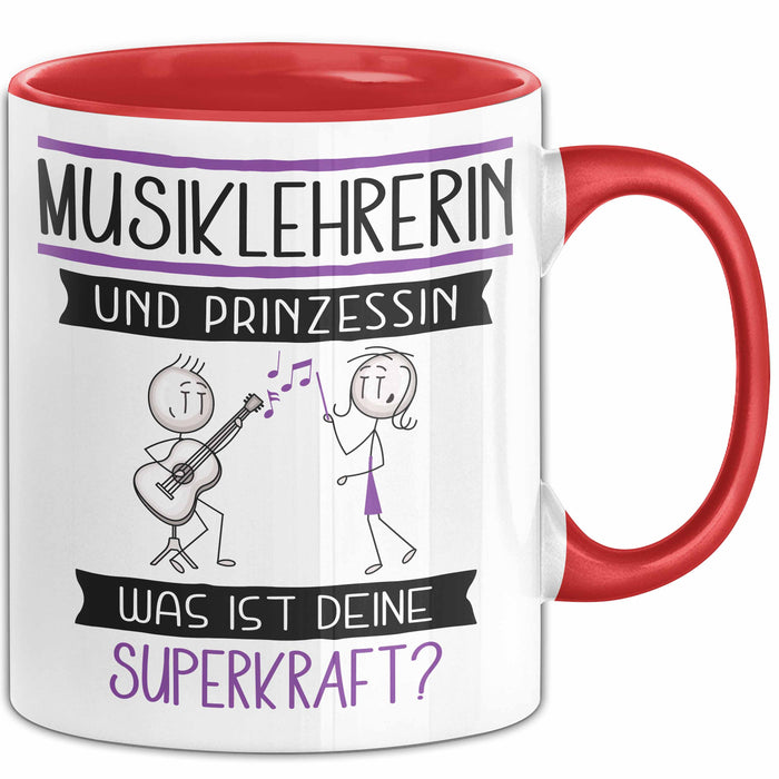 Musiklehrerin Und Prinzessin Tasse Geschenk Für Eine Musiklehrerin Geburtstag Was Ist Deine Superkraft Rot Trendation
