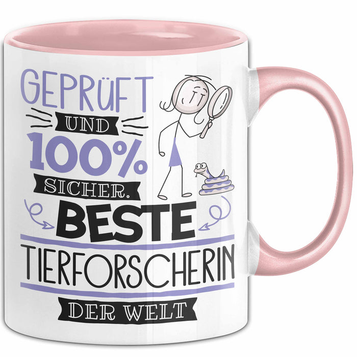Beste Tierforscherin Der Welt Tasse Geschenk für Eine Tierforscherin Geprüft Und Sicher Geschenkidee Geburtstag Weihnachten Rosa Trendation