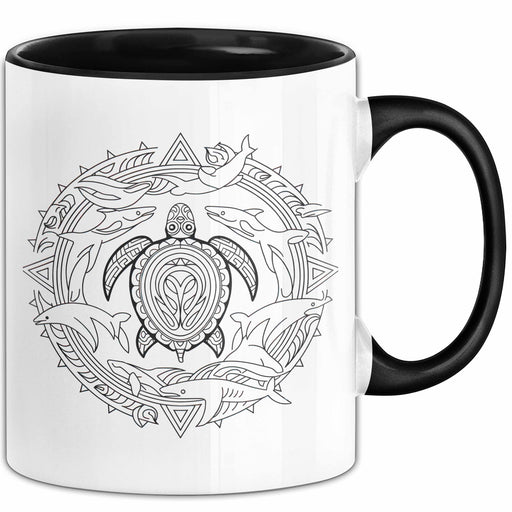 Delfin Tierliebhaber Tasse Geschenk Lustige Geschenkidee Spruch Schildkröte Orca Delfin Schwarz Trendation