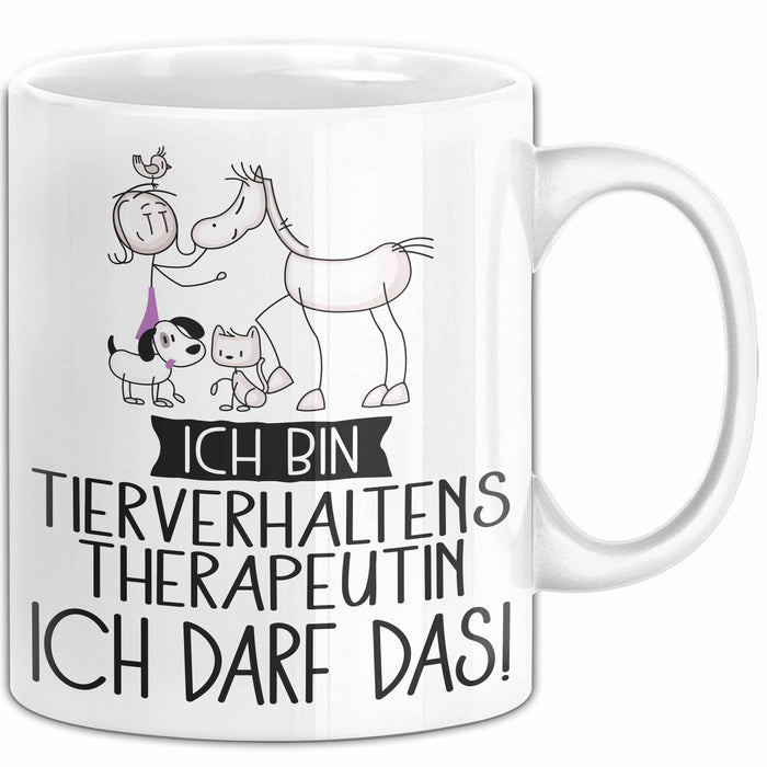Geschenk für Tierverhaltenstherapeutin Tasse Lustige Geschenkidee Geburtstag Ich Bin Tierverhaltenstherapeutin Ich Darf Das Weiß Trendation