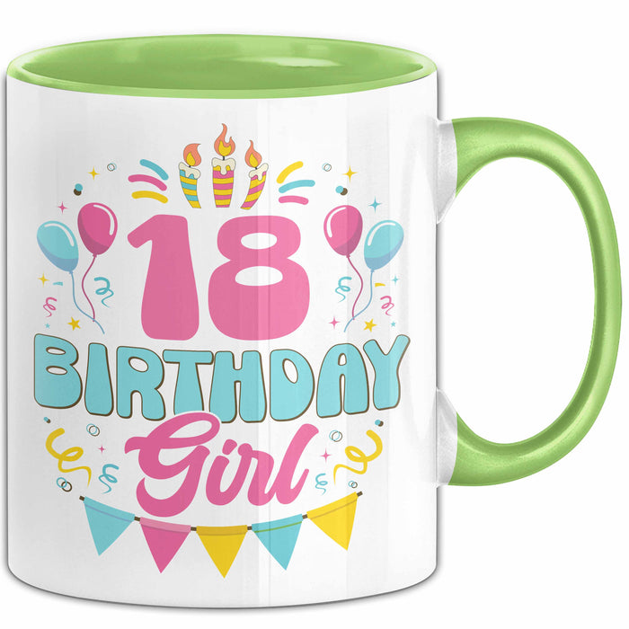 18. Geburtstag Tasse Frauen Mädchen Geschenkidee Lustig 18 Birthday Girl Lustiger Spruch Grün Trendation