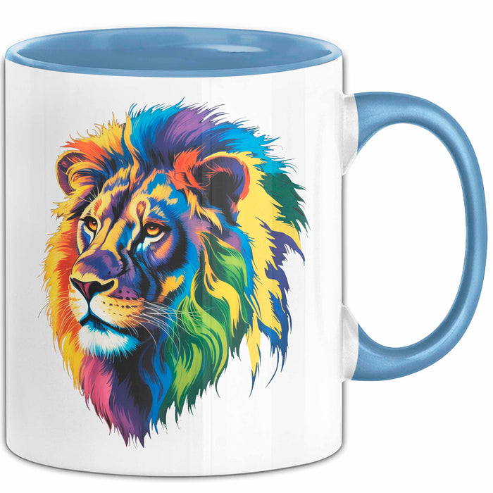 Bunter Löwe Tasse Geschenk Lustige Geschenkidee Spruch Blau Trendation