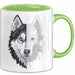 Wolf Tasse Geschenk Wolf für Wildtierfreunde Grün Trendation
