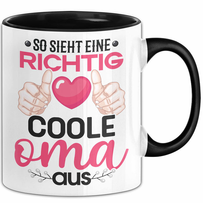 Coole Oma Tasse Geschenk Muttertag Lustiger Spruch Richtig Cool Schwarz Trendation