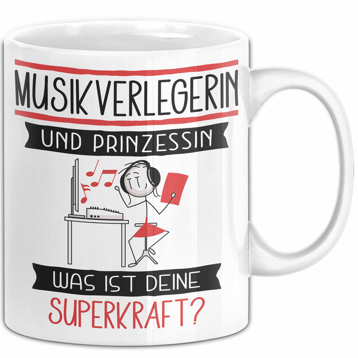 Musikverlegerin Und Prinzessin Tasse Geschenk Für Eine Musikverlegerin Geburtstag Was Ist Deine Superkraft Weiß Trendation