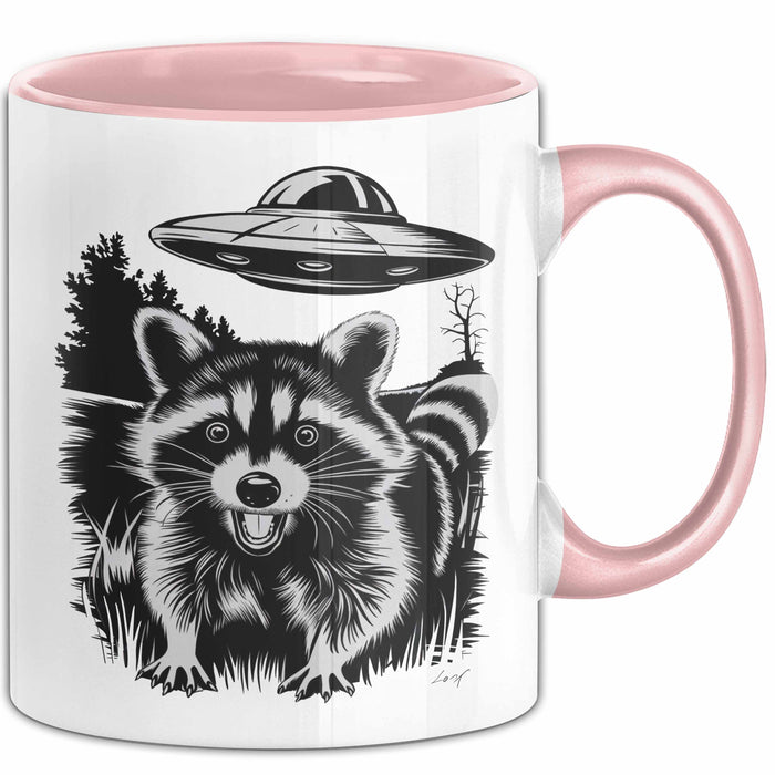 UFO Aliens Tasse Geschenk Waschbär Alien Sci Fi Liebhaber Rosa Trendation