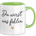 Büroarbeit Kollege Abschied Tasse Geschenk Lustige Geschenkidee Spruch Du Wirst Uns Fehlen Grün Trendation