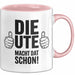 Ute Tasse Geschenk Die Ute Macht Dat Schon Geschenkidee Becher mit Name Rosa Trendation