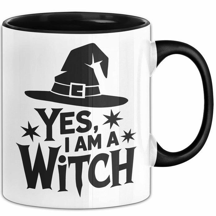 Hexen Tasse Geschenk Yes I Am A Witch Geschenkidee Halloween Lustige Hexe Schwarz Trendation