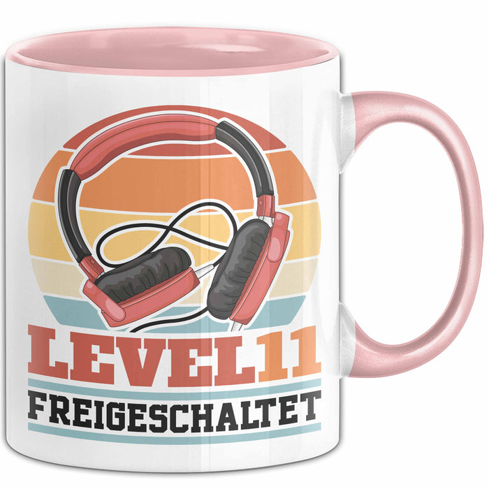 Level 11 Freigeschaltet Tasse Geschenk Gamer 11. Geburtstag Rosa Trendation