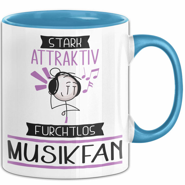 Musikfan Tasse Geschenk Becher Stark Attraktiv Furchtlos Musikfan Lustige Geschenkidee Blau Trendation