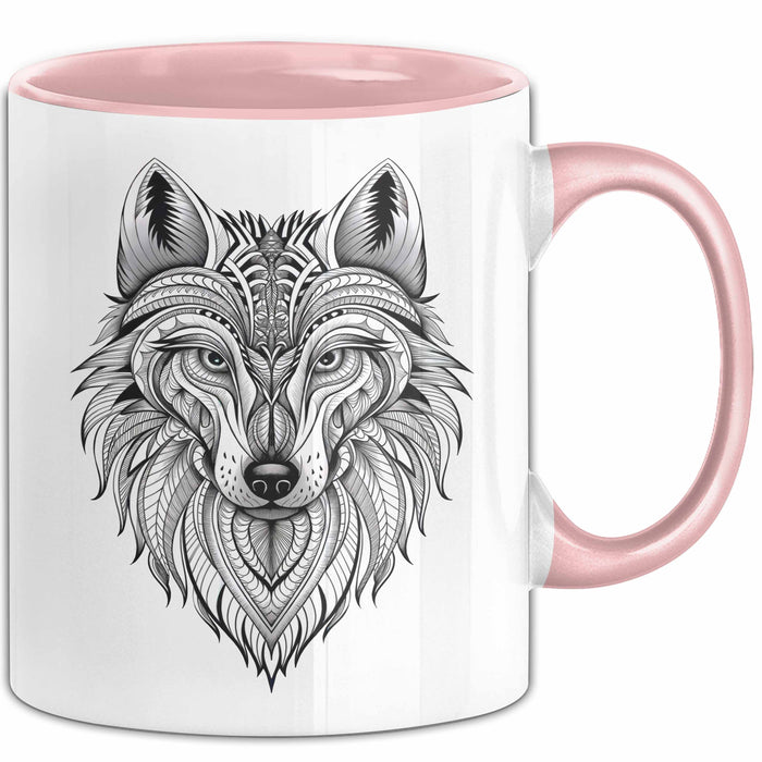 Wolf Tasse Geschenk Wolf für Wildtierliebhaber Rosa Trendation