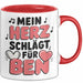 Romantische Liebe Tasse Geschenk Lustige Geschenkidee Spruch Mein Herz Schlägt Für Ben Rot Trendation