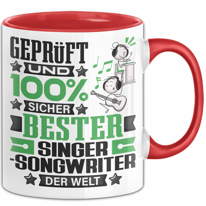 Singer-Songwriter Geschenk Lustiger Spruch für Singer-Songwriter Geschenkidee Bester Singer-Songwriter Der Welt Rot Trendation