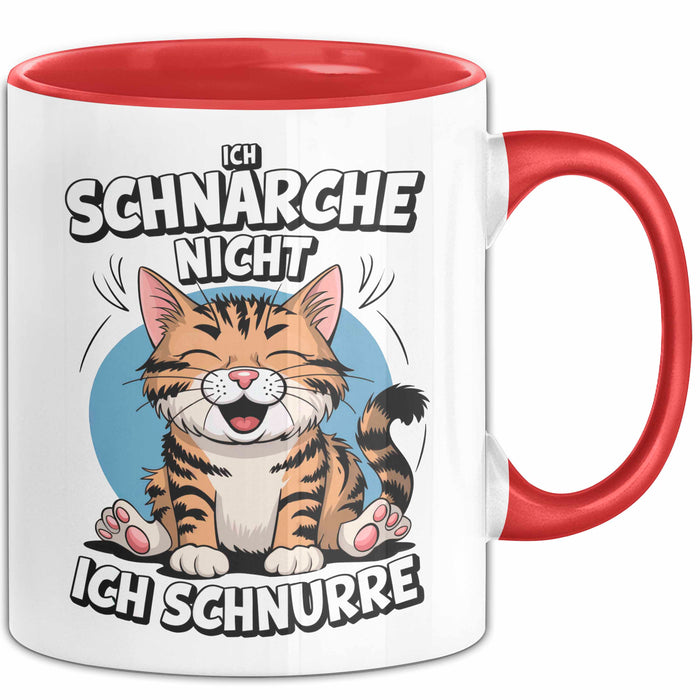 Schlafende Katze Tasse Geschenk Lustige Geschenkidee Spruch Ich Schnarche Nicht Ich Schnurre Rot Trendation