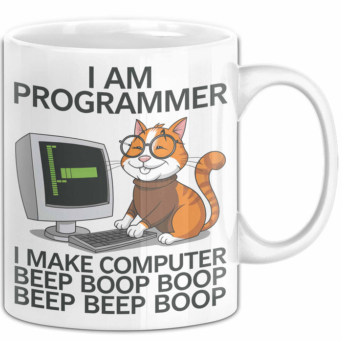IT Techniker Computeringenieur Tasse Geschenk Lustige Geschenkidee Spruch Ich Bin Eine Programmierer Katze Weiß Trendation