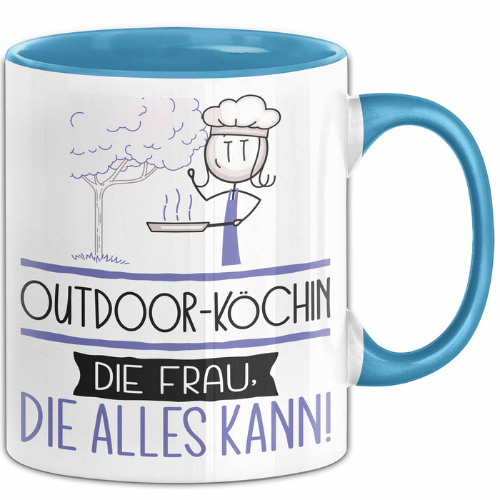 Outdoor-Köchin Geschenk Tasse Becher Die Frau Die Allen Kann Geschenkidee für eine Outdoor-Köchin Lustig Blau Trendation