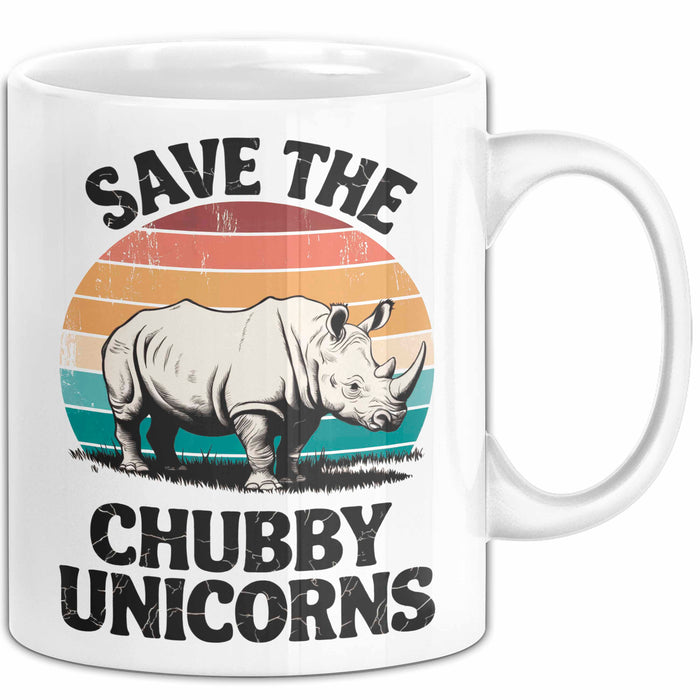 Nashorn Tasse Geschenk Lustige Geschenkidee Spruch Rettet Die Moppeligen Einhörner Weiß Trendation