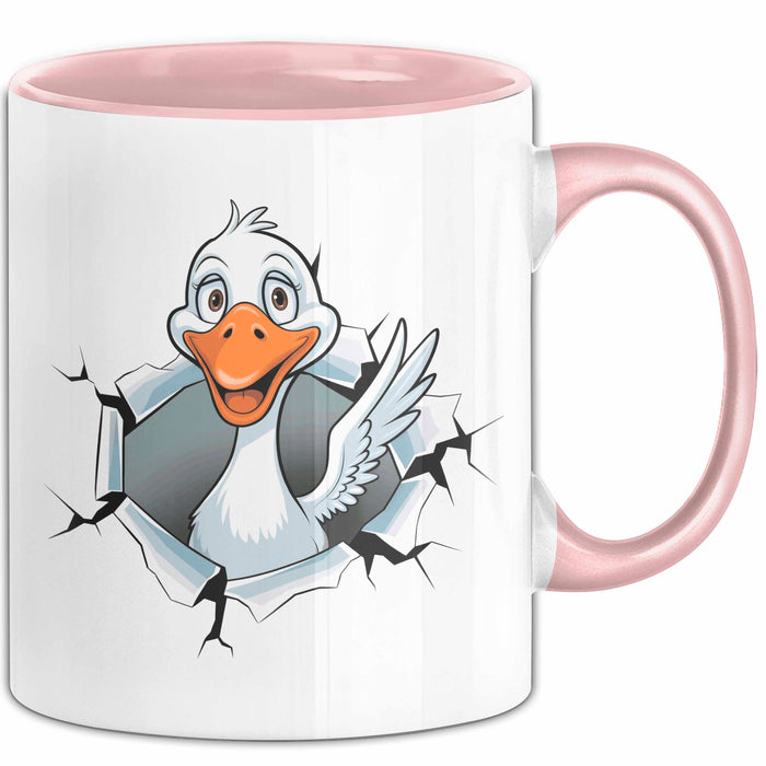 Gans Tier Gänse Bauer Tasse Becher Geschenk Lustige Geschenkidee Spruch Rosa Trendation