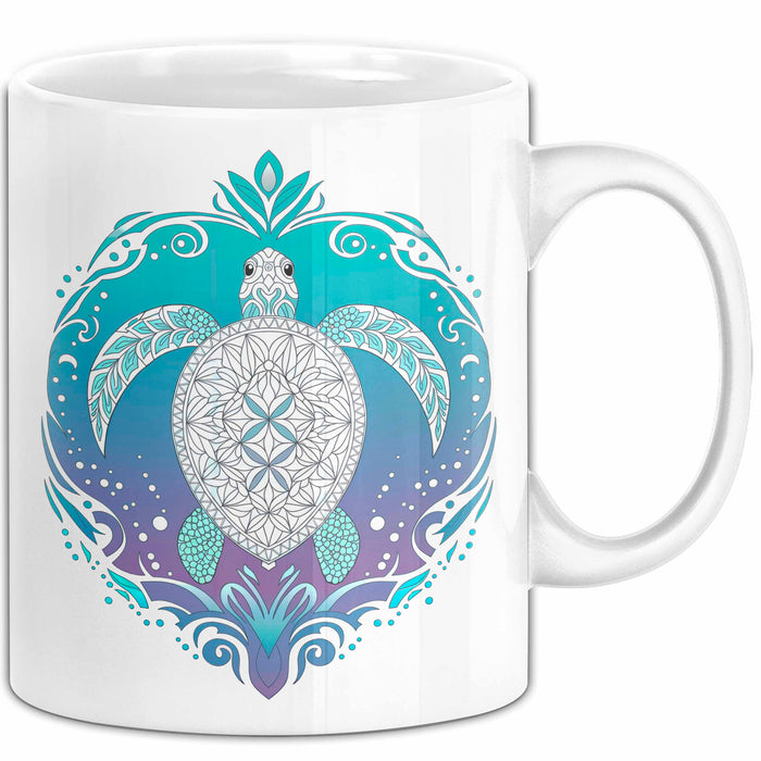 Schildkröte Tierliebhaber Tasse Geschenk Lustige Geschenkidee Spruch Schildkröten Mandala Weiß Trendation