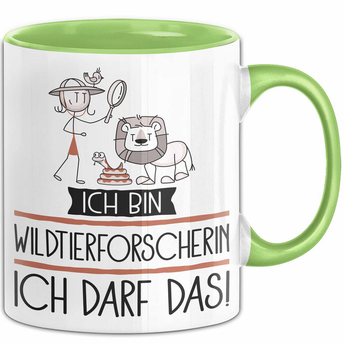 Geschenk für Wildtierforscherin Tasse Lustige Geschenkidee Geburtstag Ich Bin Wildtierforscherin Ich Darf Das Grün Trendation