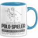 Polo-Spieler Geschenk Tasse Ich Bin Polo-Spieler Aber Sag Doch Einfach Superheld Lustige Geschenkdiee für Polo-Spieler Kaffee-Becher Blau Trendation
